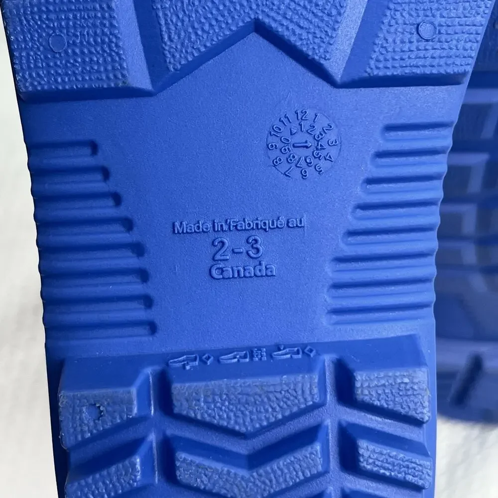 Unisex Kids Navy/Blue Rubber Rain Boots Pull-On Mid-Calf Round Toe Size 3